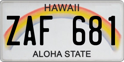 HI license plate ZAF681