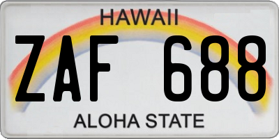 HI license plate ZAF688