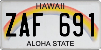HI license plate ZAF691