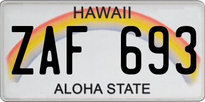 HI license plate ZAF693