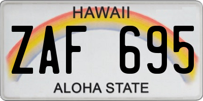 HI license plate ZAF695