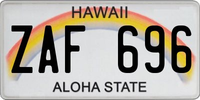 HI license plate ZAF696