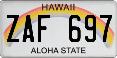 HI license plate ZAF697