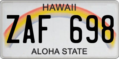 HI license plate ZAF698