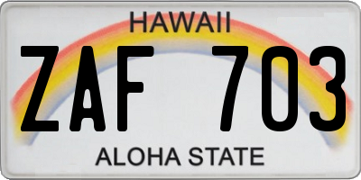 HI license plate ZAF703