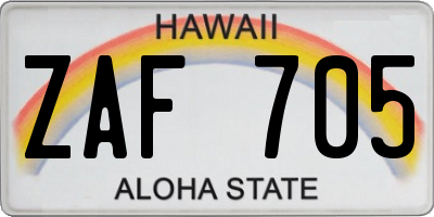 HI license plate ZAF705