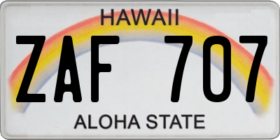 HI license plate ZAF707