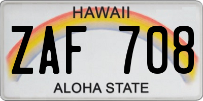 HI license plate ZAF708