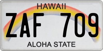 HI license plate ZAF709