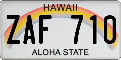 HI license plate ZAF710