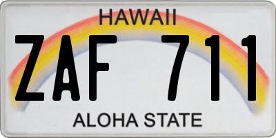 HI license plate ZAF711