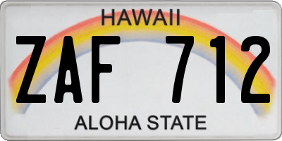 HI license plate ZAF712