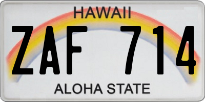 HI license plate ZAF714