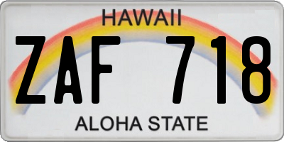 HI license plate ZAF718