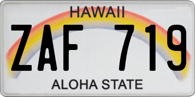 HI license plate ZAF719