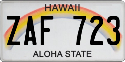 HI license plate ZAF723