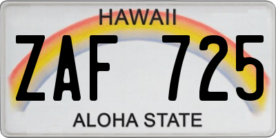 HI license plate ZAF725