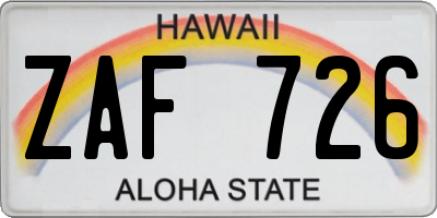 HI license plate ZAF726