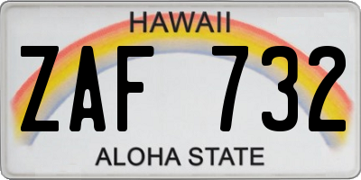 HI license plate ZAF732