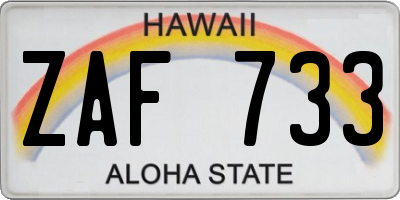HI license plate ZAF733