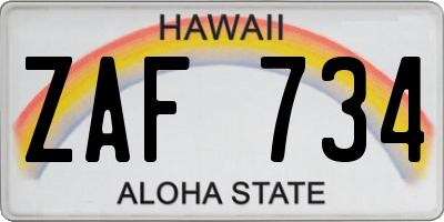 HI license plate ZAF734