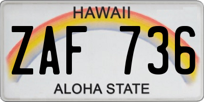 HI license plate ZAF736