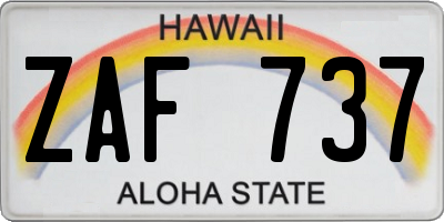 HI license plate ZAF737