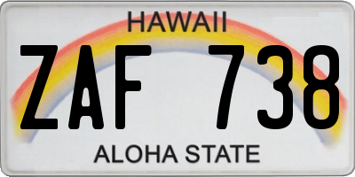HI license plate ZAF738