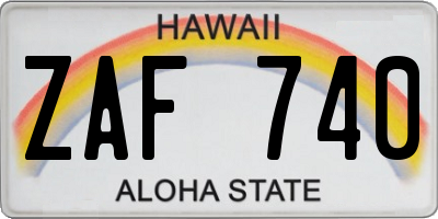 HI license plate ZAF740