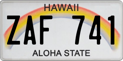 HI license plate ZAF741