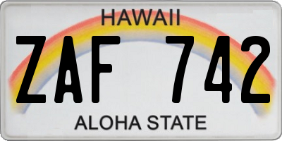 HI license plate ZAF742
