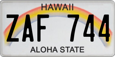 HI license plate ZAF744