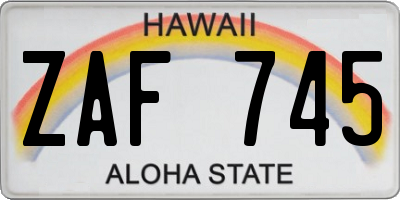 HI license plate ZAF745