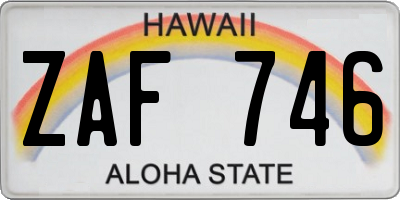 HI license plate ZAF746