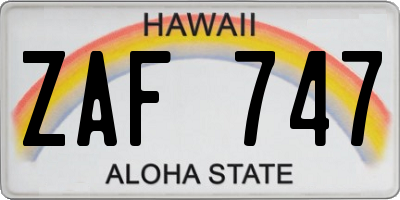 HI license plate ZAF747