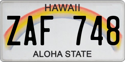 HI license plate ZAF748