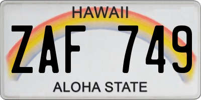 HI license plate ZAF749