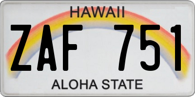 HI license plate ZAF751