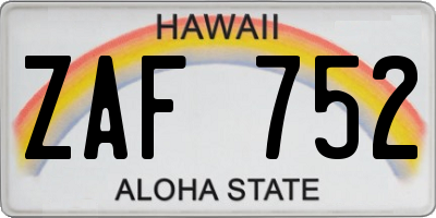 HI license plate ZAF752