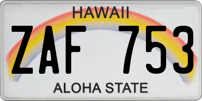 HI license plate ZAF753