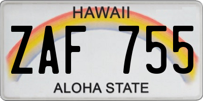 HI license plate ZAF755