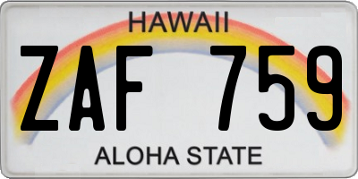 HI license plate ZAF759