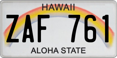 HI license plate ZAF761