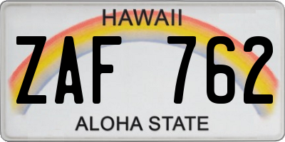 HI license plate ZAF762