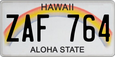 HI license plate ZAF764