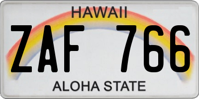 HI license plate ZAF766