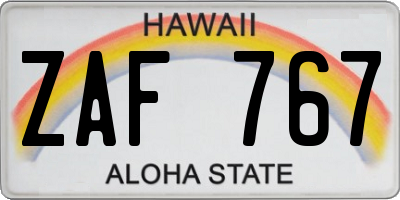 HI license plate ZAF767