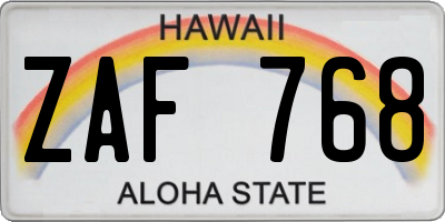 HI license plate ZAF768