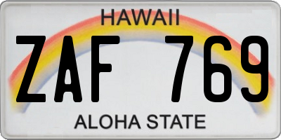 HI license plate ZAF769