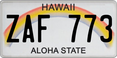 HI license plate ZAF773